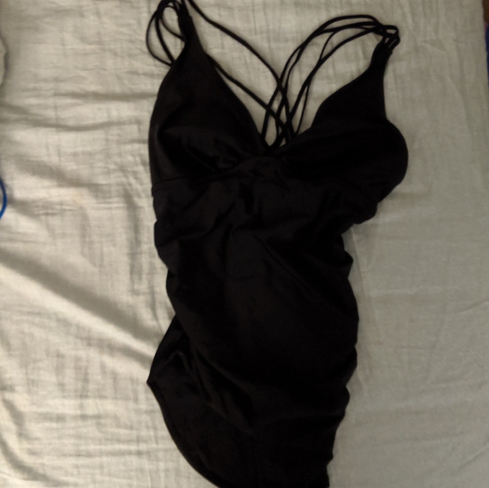Black strappy swimsuit
